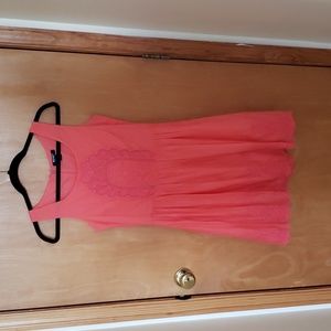 Old Navy Coral Sleeveless Embroidered Dress